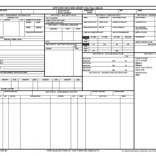 DA Form 4037-E. Officer Record Brief