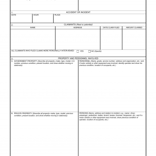 DA Form 1208. Report of Claims Officer