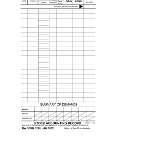DA Form 1296. Stock Accounting Record