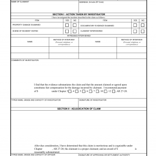 DA Form 1668. Small Claims Certificate