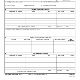 DA Form 1696. Enlistment/Reenlistment Qualifying Application (Specially Recruited Personnel)