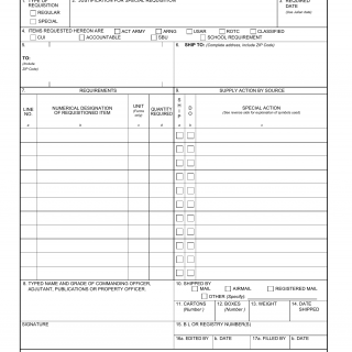 DA Form 17. Requisition for Publications and Blank Forms