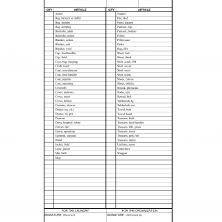DA Form 1974. Laundry List (Medical Treatment Facility and Organization)
