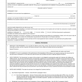 DA Form 2099. Contract for Sale of Utilities and Related Services