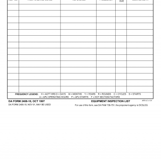DA Form 2408-18. Equipment Inspection List