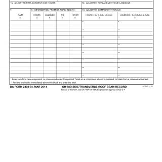 DA Form 2408-34. Oh-58d Side/Transverse Roof Beam Record