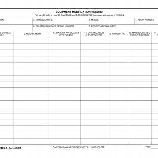 DA Form 2408-5. Equipment Modification Record