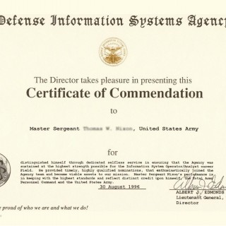 DA Form 2443. Commendation Certificate
