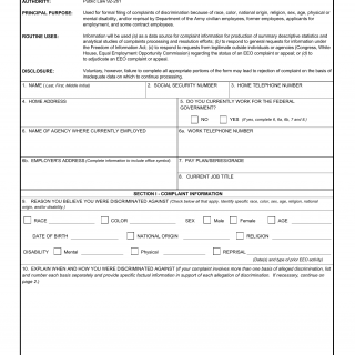 DA Form 2590. Formal Complaint of Discrimination