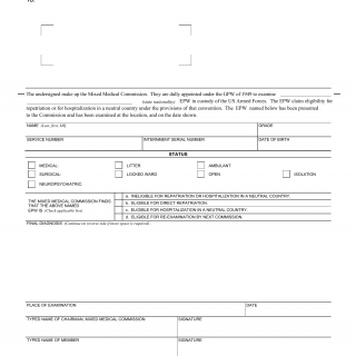 DA Form 2670-R. Mixed Medical Commission Certificate for Epw (LRA)