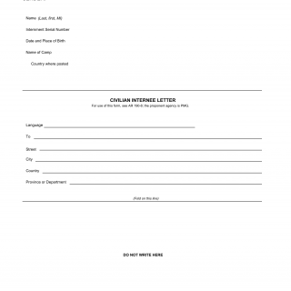 DA Form 2679-R. Civilian Internee Letter (LRA)