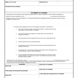 DA Form 2801. Polygraph Examination Statement of Consent