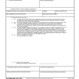 DA Form 2805. Polygraph Examination Authorization