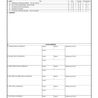 DA Form 285-B. Technical Report of U.S. Army Ground Accident Index B