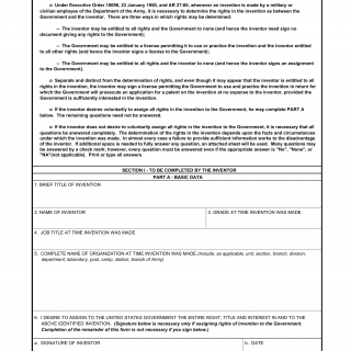 DA Form 2871-R. Invention Rights Questionnaire (LRA)