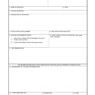 DA Form 2872-R. Request for Determination of Invention Rights (LRA)