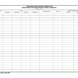 DA Form 2979. Container and Dunnage Fabrication Work Order and Production Control Register