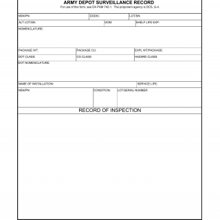 DA Form 3022. Army Depot Surveillance Record