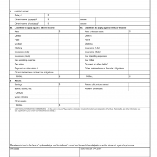 DA Form 3072-2. Applicant`s Monthly Financial Statement