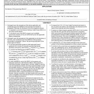 DA Form 3126-1. Application and Contract for Establishment of a National Defense Cadet Corps Unit