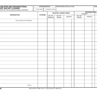 DA Form 3137. Abstract of Enlisted and Organizational Laundry and Dry Cleaning