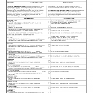 DA Form 3256. Preservation and Depreservation Guide for Marine Equipment.