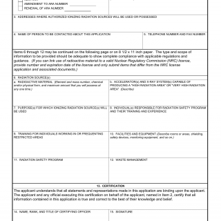 DA Form 3337. Application for Army Radiation Authorization