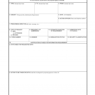 DA Form 335-R. Application for Approval of Management Information Requirement (LRA)