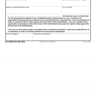 DA Form 3436. Department of the Army Appointment Affidavit (Nonappropriated Funds)