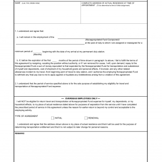 DA Form 3440. Department of the Army Transportation Agreement Nonappropriated Fund Employee