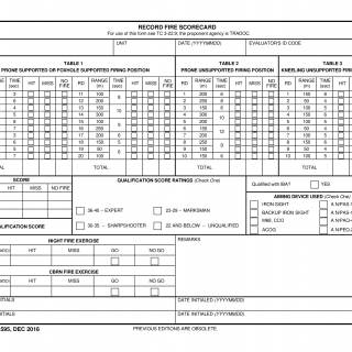 DA Form 3595. Record Fire Scorecard
