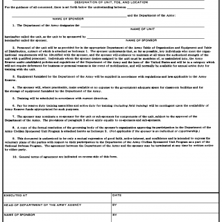 DA Form 361. Civilian Sponsored Unit Agreement