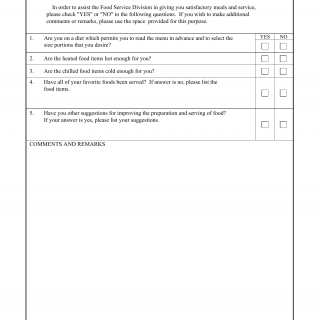 DA Form 3611-R. Food Service Division-Patient Satisfaction Survey (LRA)