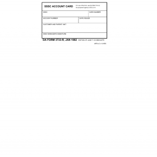 DA Form 3733-R. Self-Service Supply Center Account Card (LRA)
