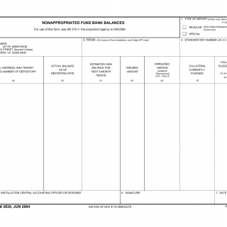 DA Form 3830. Nonappropriated Fund Bank Balances
