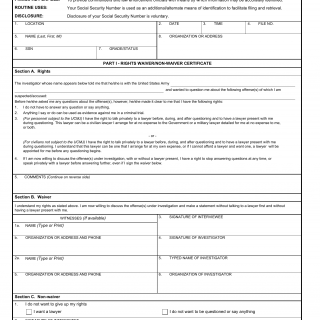 DA Form 3881. Rights Warning Procedure/Waiver Certificate