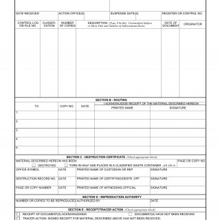 DA Form 3964. Classified Document Accountability Record