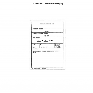 DA Form 4002. Evidence/Property Tag