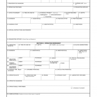 DA Form 4107. Operation Request and Worksheet