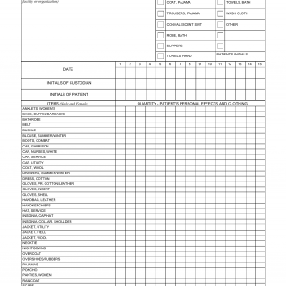 DA Form 4160. Patient`s Personal Effects and Clothing Record