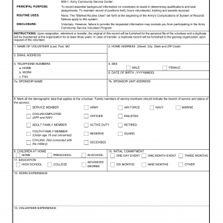 DA Form 4162. Volunteer Service Record