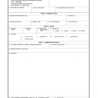 DA Form 4316-1. Application for Army Flying Activity Aircraft Insurance