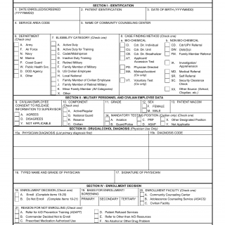 DA Form 4465. Patient Intake/Screening Record (PIR)