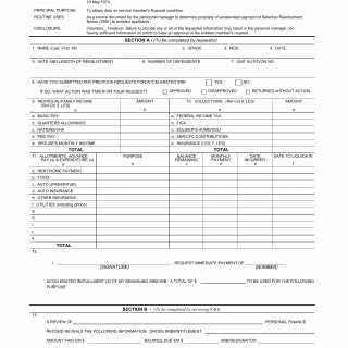 DA Form 4474. Request for Accelerated Payment of SRB-Hardship or Compassionate