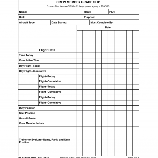 DA Form 4507. Crew Member Grade Slip