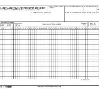 DA Form 4569-1. Security Assistance Publication Requisition Code Sheet