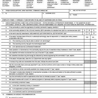 DA Form 4605-R. Department of the Army Munitions Control Case Processing Worksheet (LRA)