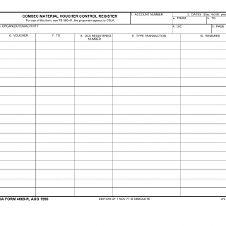 DA Form 4669-R. Comsec Material Voucher Control Register
