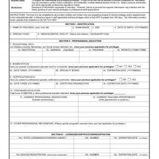 DA Form 4691-1. Application for Renewal of Clinical Privileges and Staff Appointment