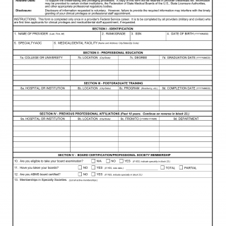 DA Form 4691. Initial Application for Clinical Privileges and Staff Appointment